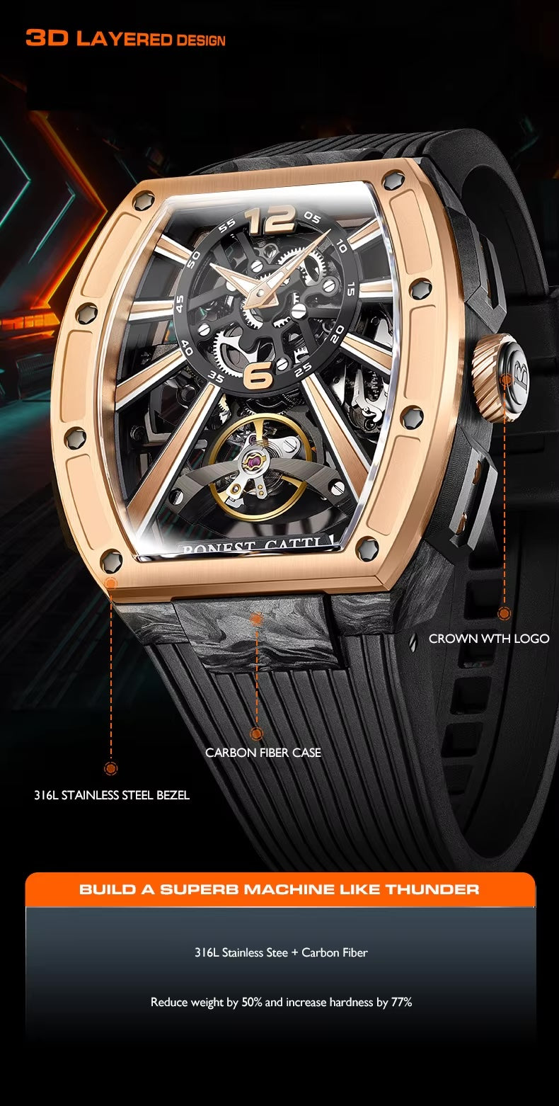 Gatti Vanguard Eclipse Carbon Fiber 023 Automatic Watch